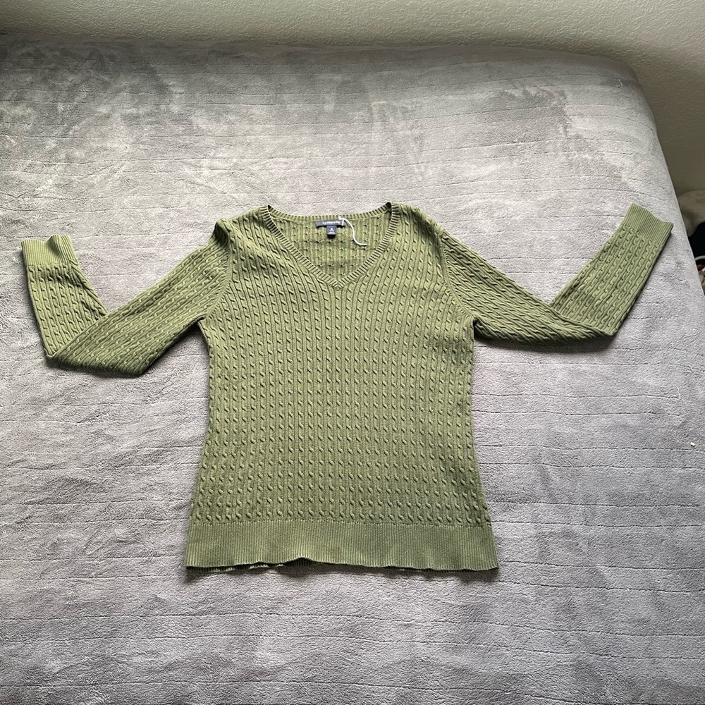 Forest green knit sweater.